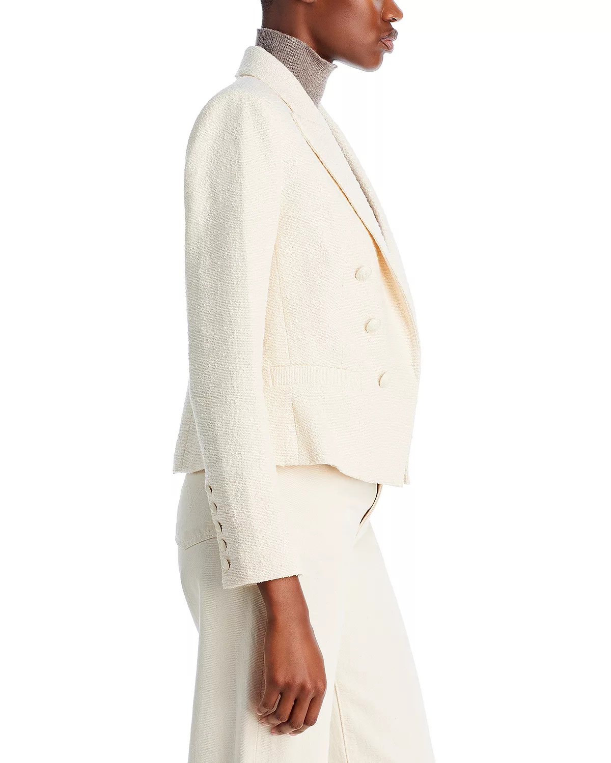 Brooke Double Breasted Cropped Tweed Blazer - 3