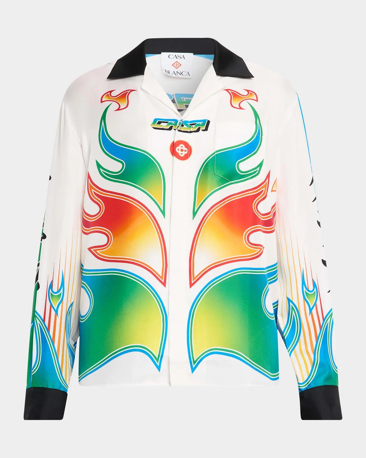 Men's Flame Laurel Silk Twill Button-Down Shirt - 1