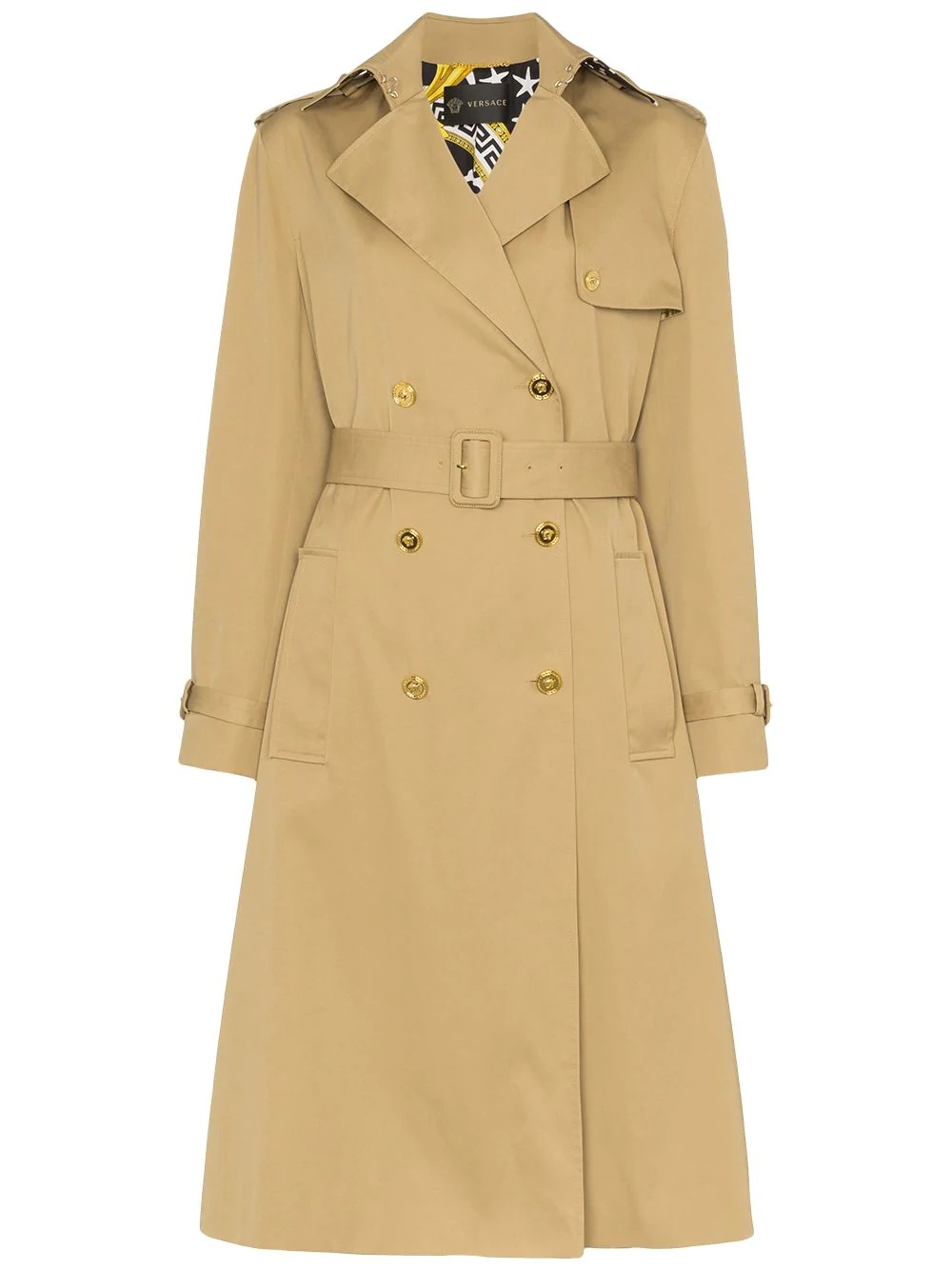 double-breasted belted trench coat - 1