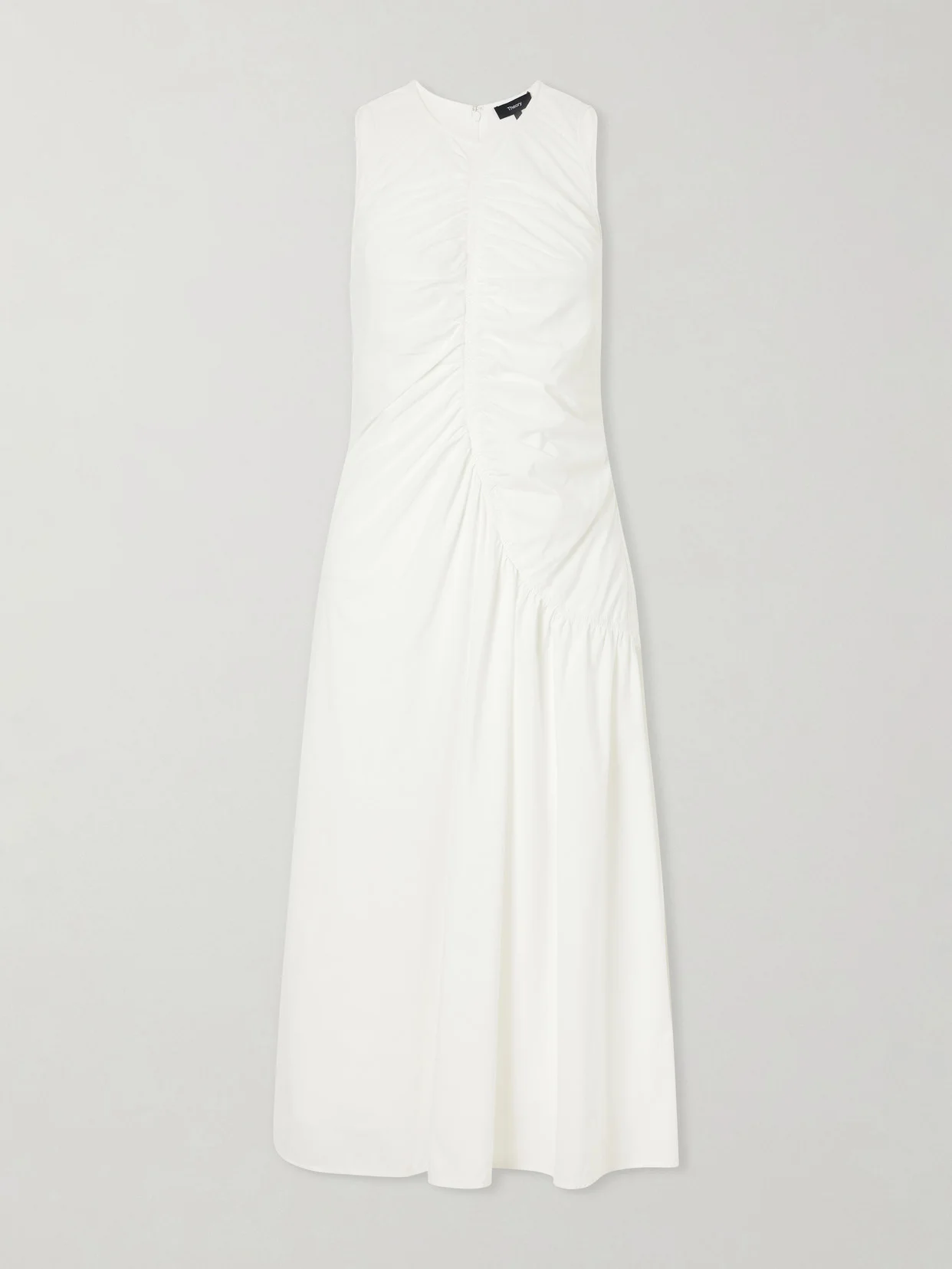 Ruched Cotton-blend Sateen Midi Dress - 1