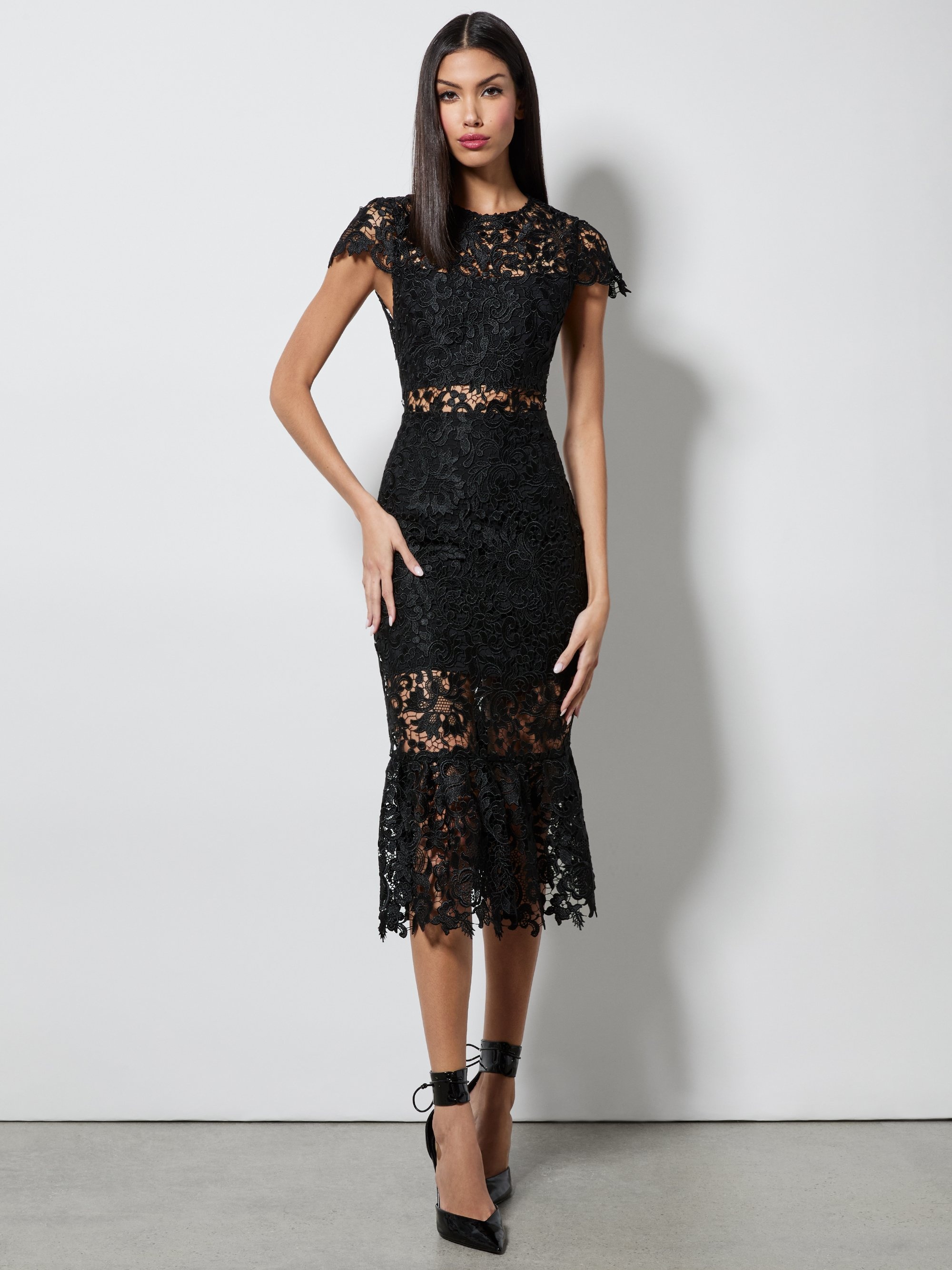 CLOVER OPEN BACK LACE MIDI DRESS - 3