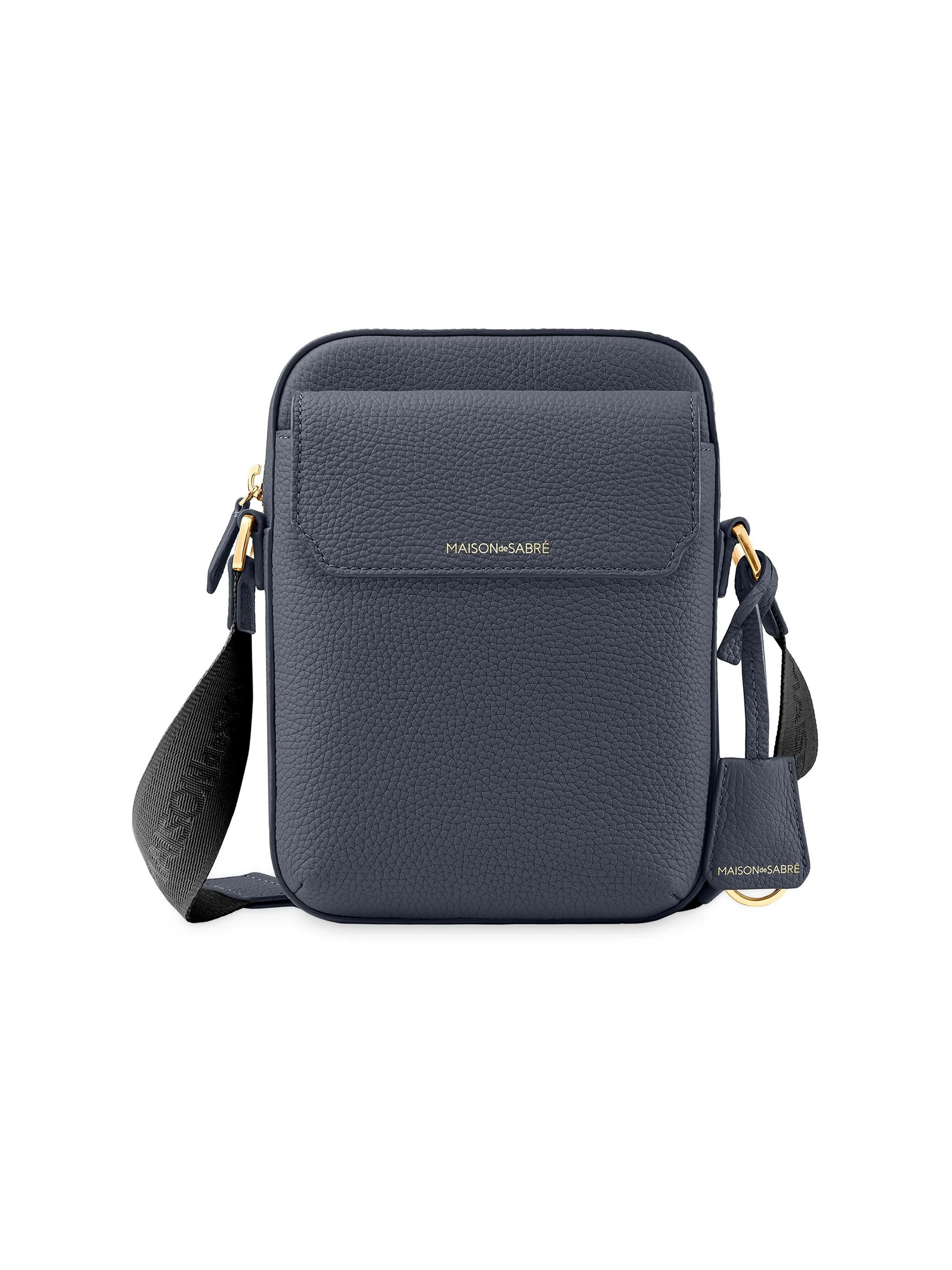 Unisex Small Leather Messenger Bag - Graphite Grey - 1
