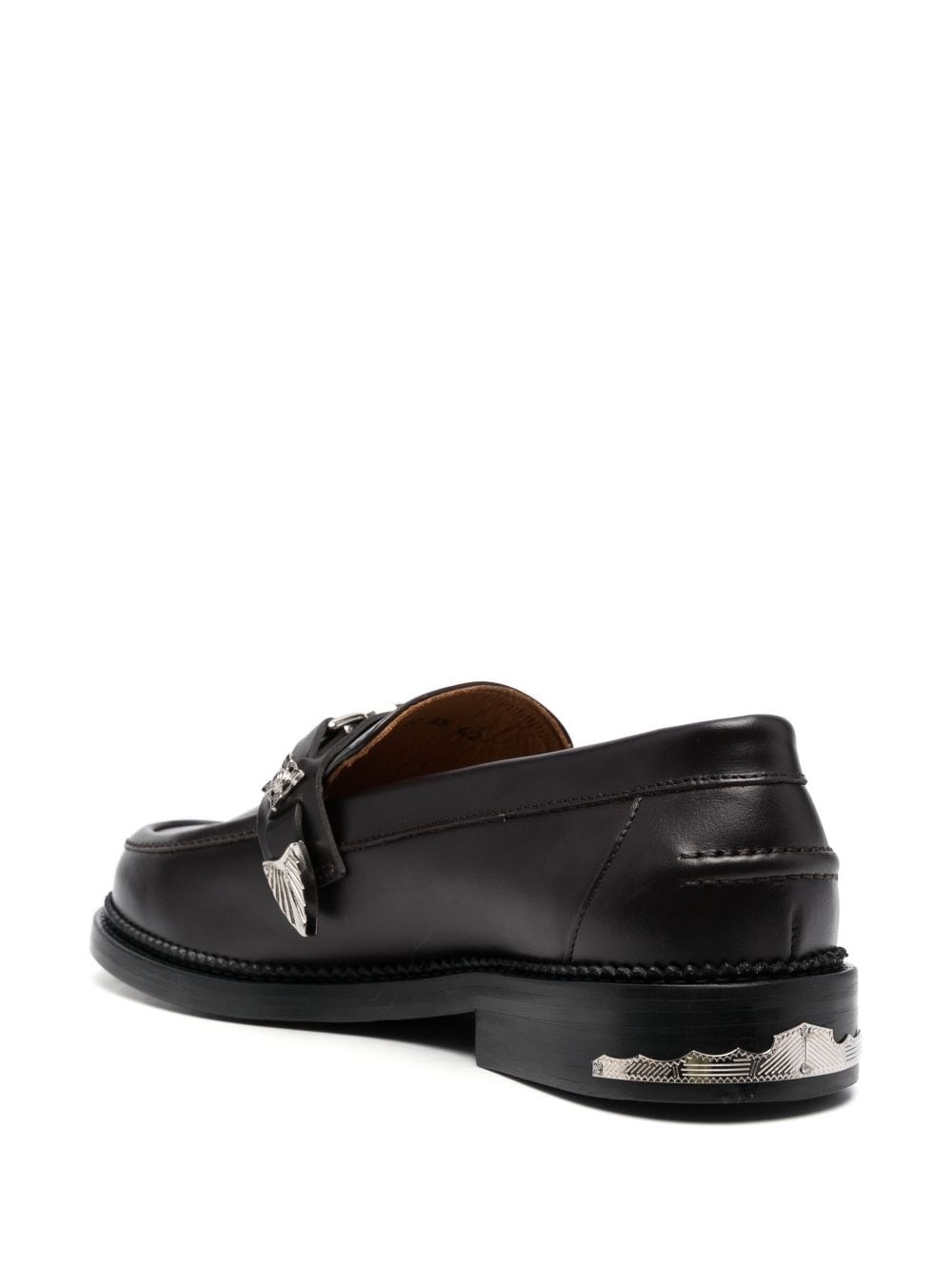 logo-engraved leather loafers - 3
