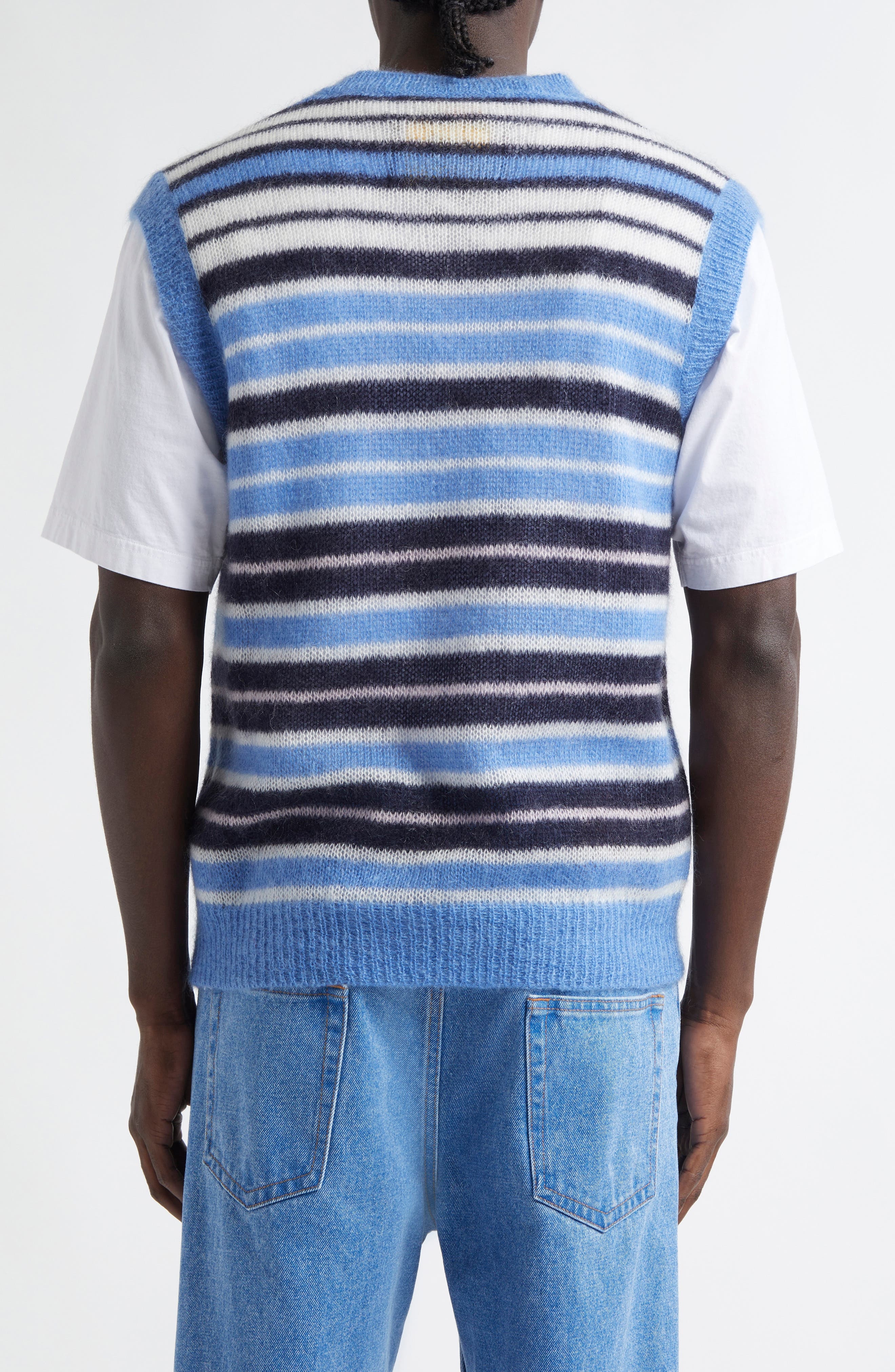 Marni Stripe Brushed Mohair Blend Sweater Vest in Blue Lilac at Nordstrom - 3