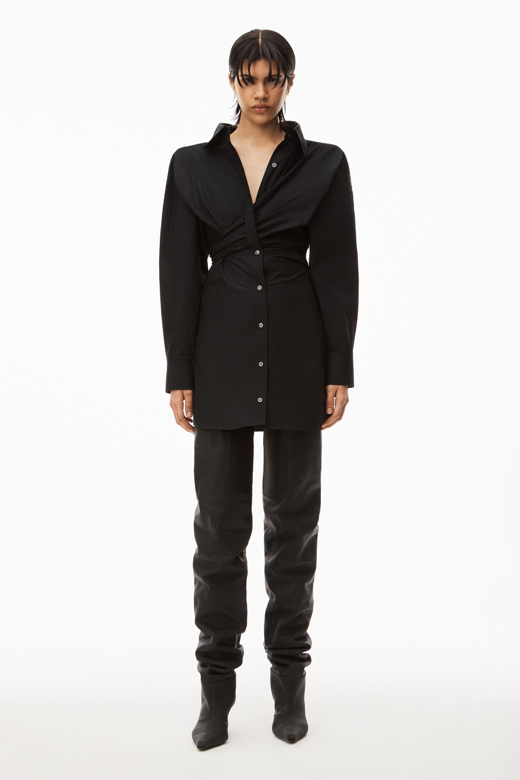 BUTTON UP DRESS IN COMPACT COTTON - 2