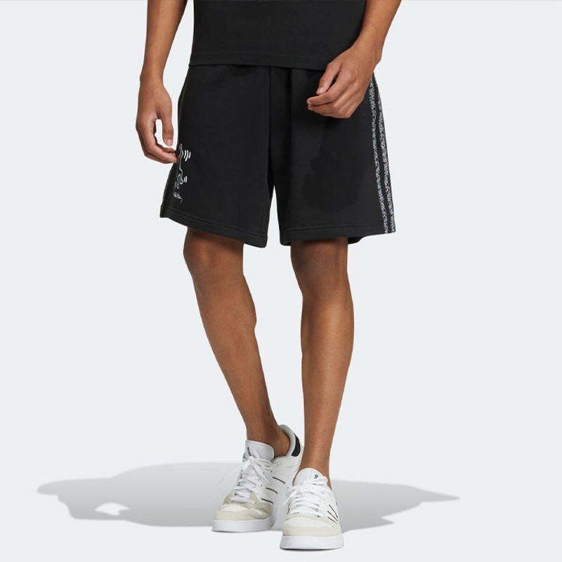 adidas Men's adidas neo x . Crossover Cartoon Stripe Athleisure Casual Sports Shorts Black HD7259 outlook