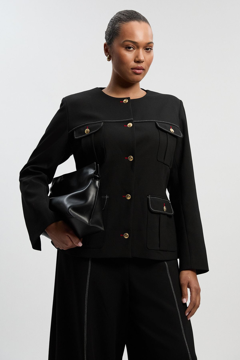 Plus Size Compact Stretch Formal Tailored Jacket 1