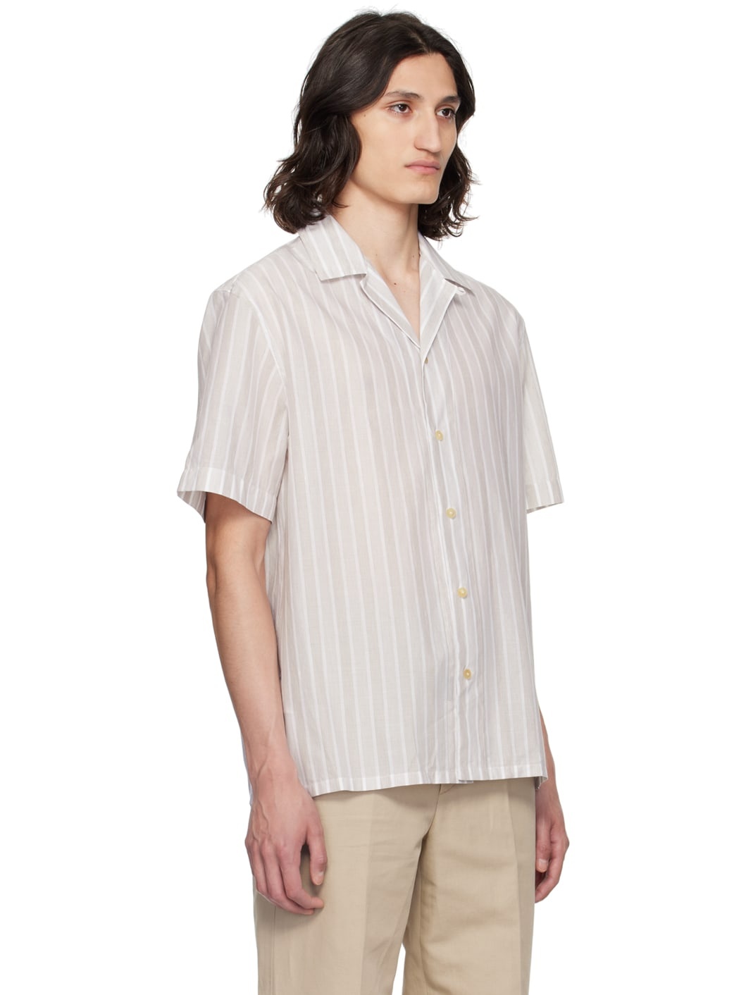 Beige & Off-White Stripe Shirt - 2