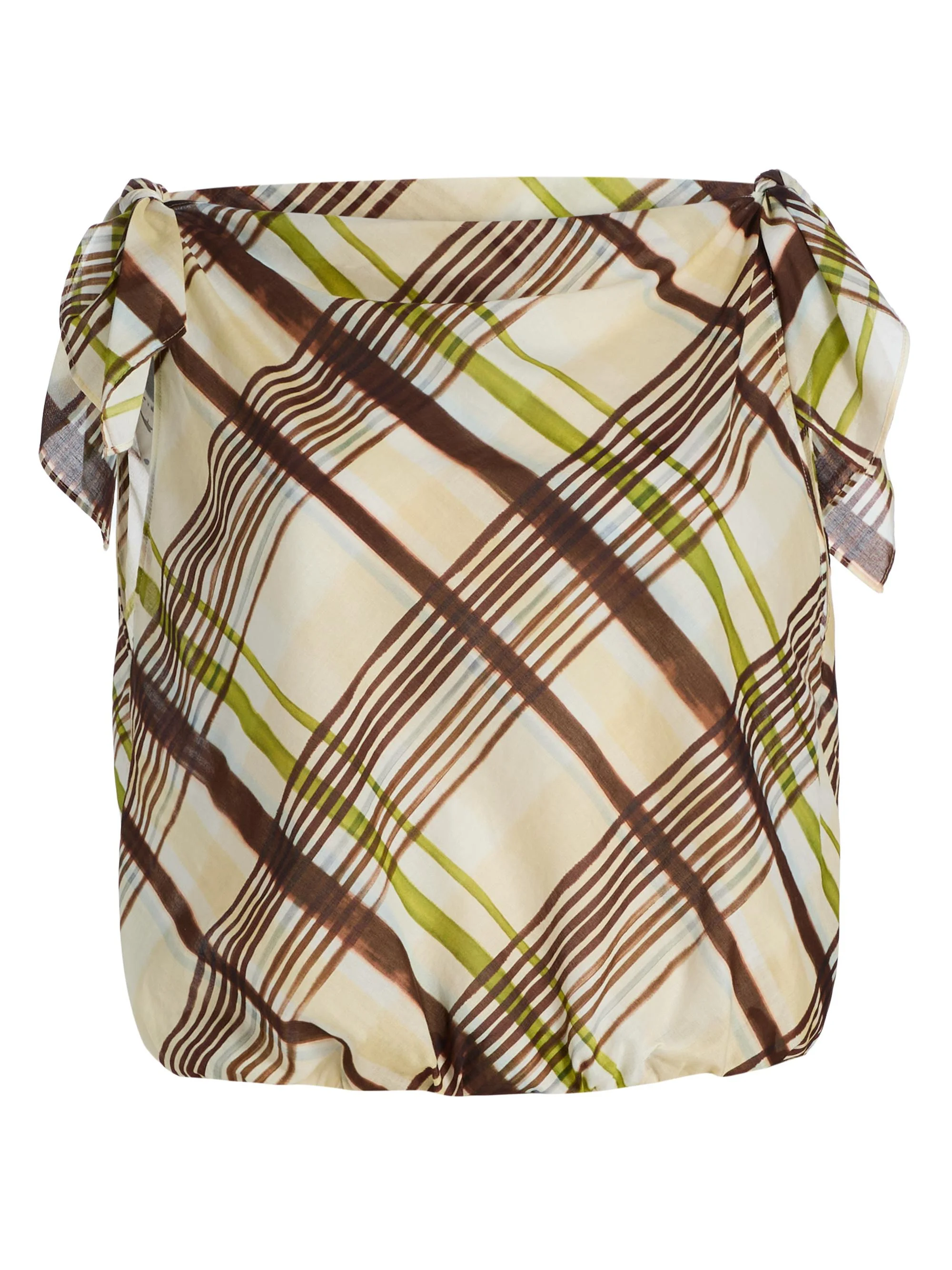 A. L.C. Women's Dylan Knotted-Sleeve Plaid Cotton Top - Butter Ganache - 1