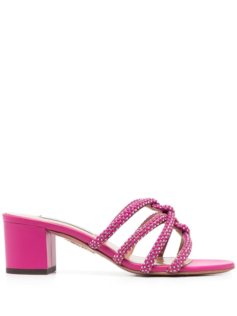 crystal-embellished leather mules 1