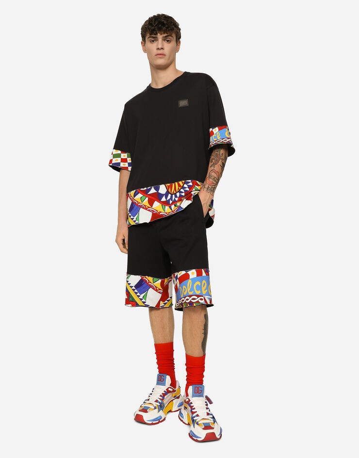 Jersey jogging shorts with printed trims - 5