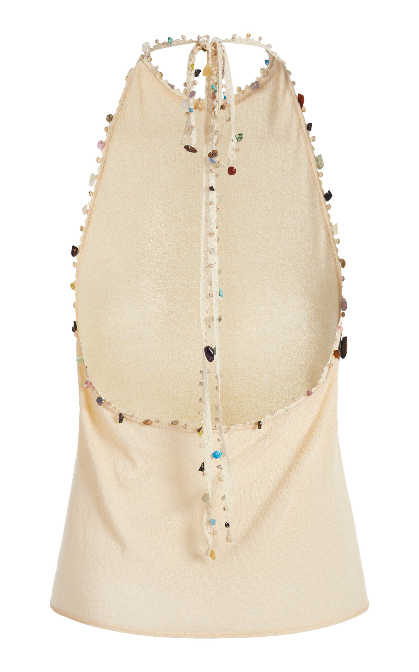 Embellished Knit Halter Tank Top off-white - 5
