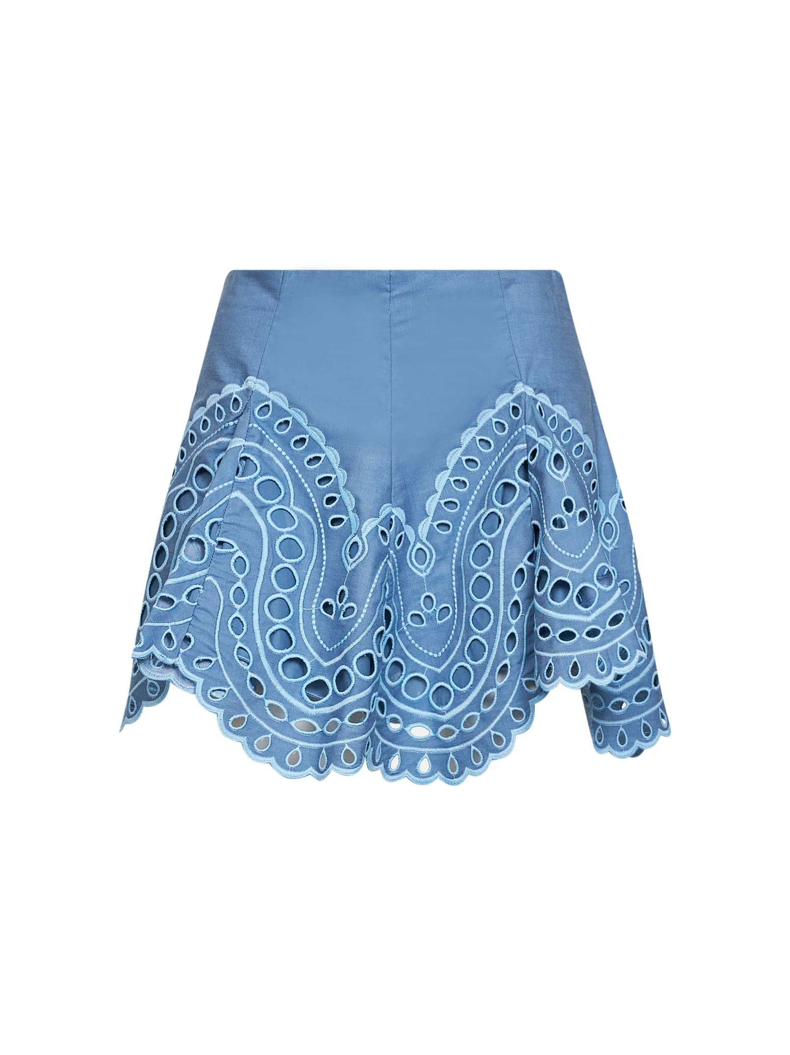 Light blue embroidered cotton blend Sail mini skirt - 1