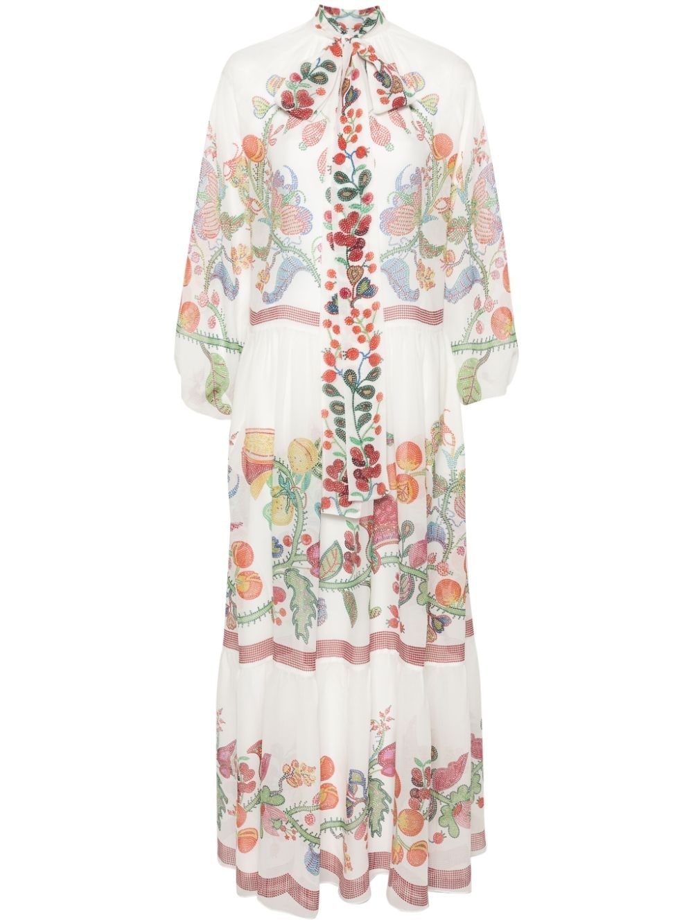 floral-print silk maxi dress - 1