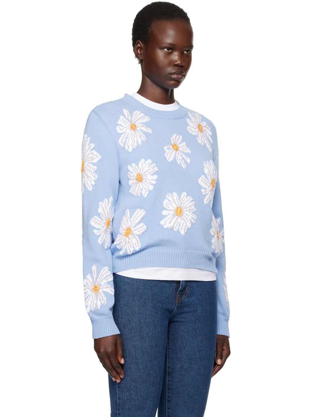 Blue All Over Daisy Print Sweater - 2