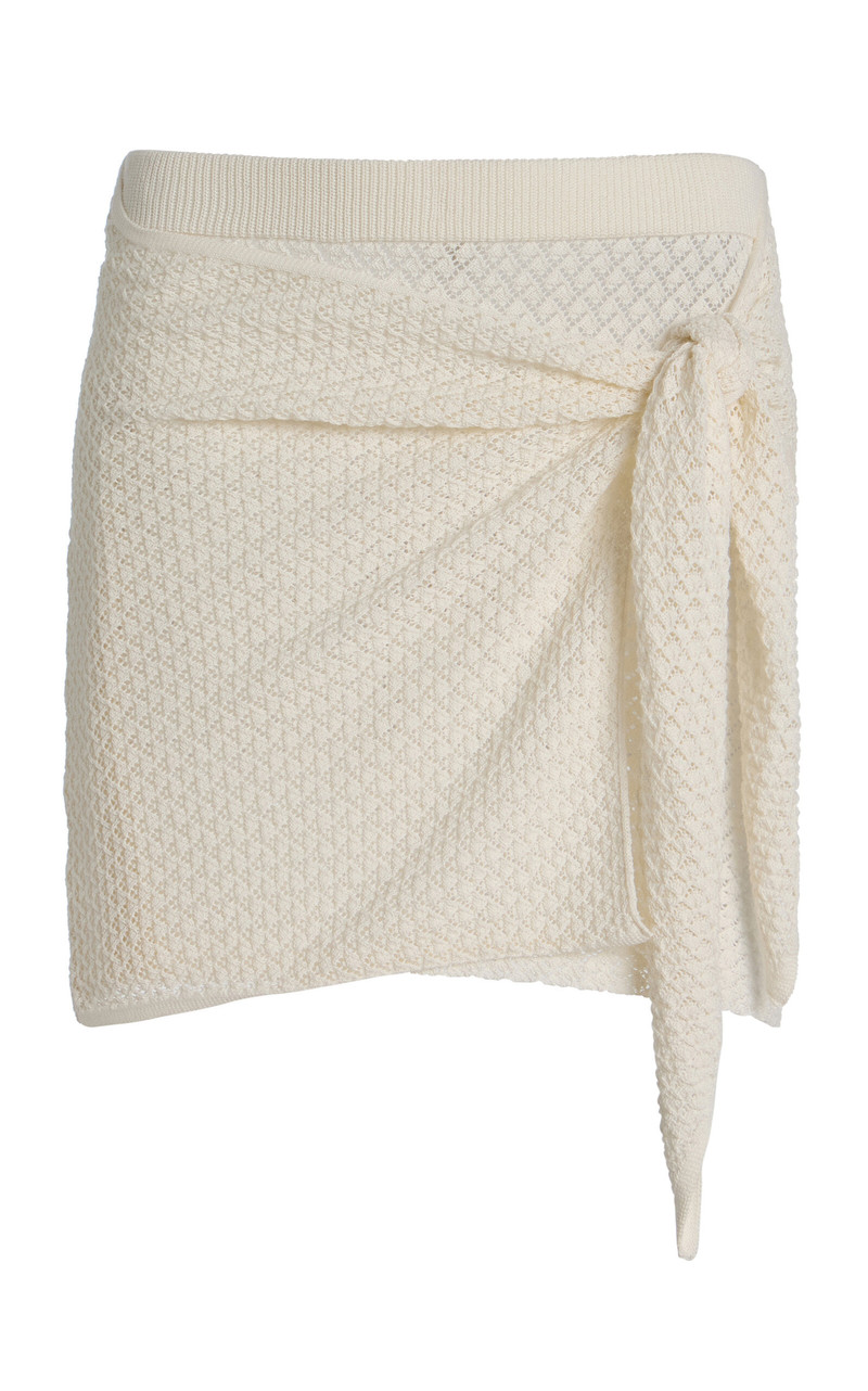Tanzania Pointelle-Knit Organic Cotton Mini Skirt ivory 1
