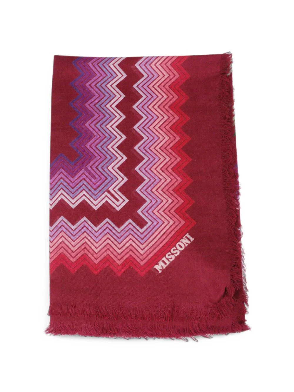 zigzag-print fringed scarf - 1