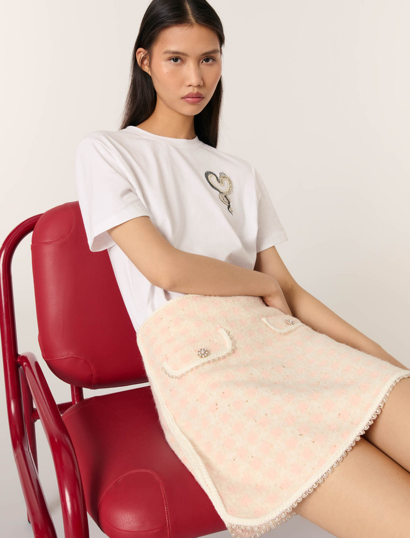 Short tweed-effect knit skirt 5