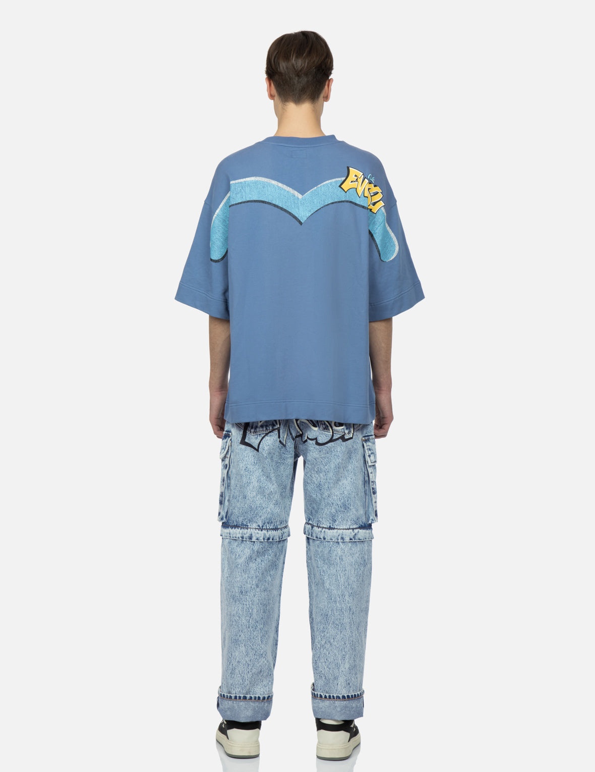 Graffiti Logo Detachable Wide-Leg Denim Jeans - 5