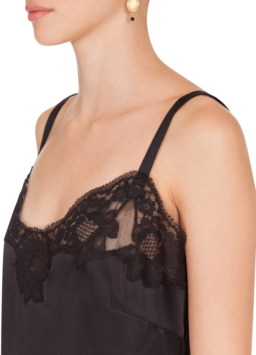 Satin lingerie-style slip with lace detailing - 4