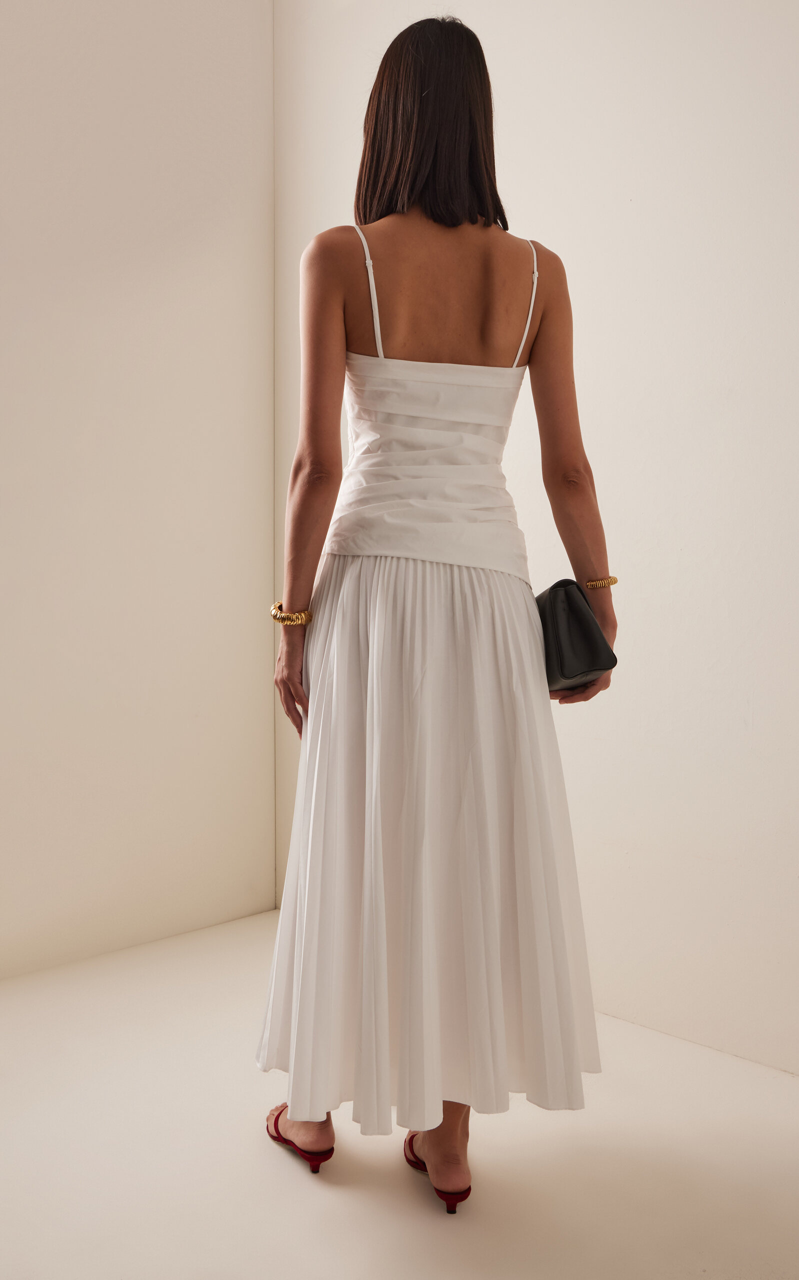 Arie Cotton-Blend Bustier Midi Dress white - 4