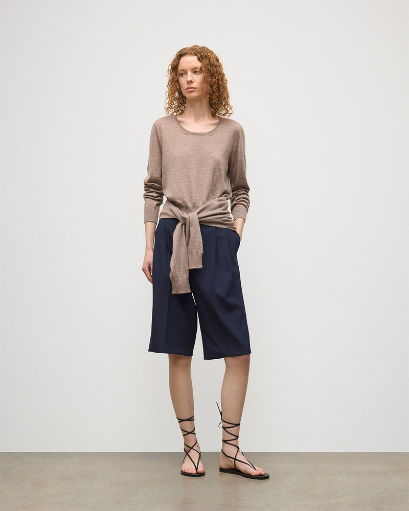 Johnstons of Elgin Ella Light Brown Superfine Cashmere Scoop Neck Jumper outlook