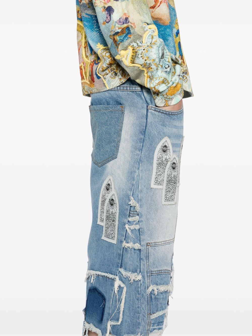 arch blowout denim shorts - 5