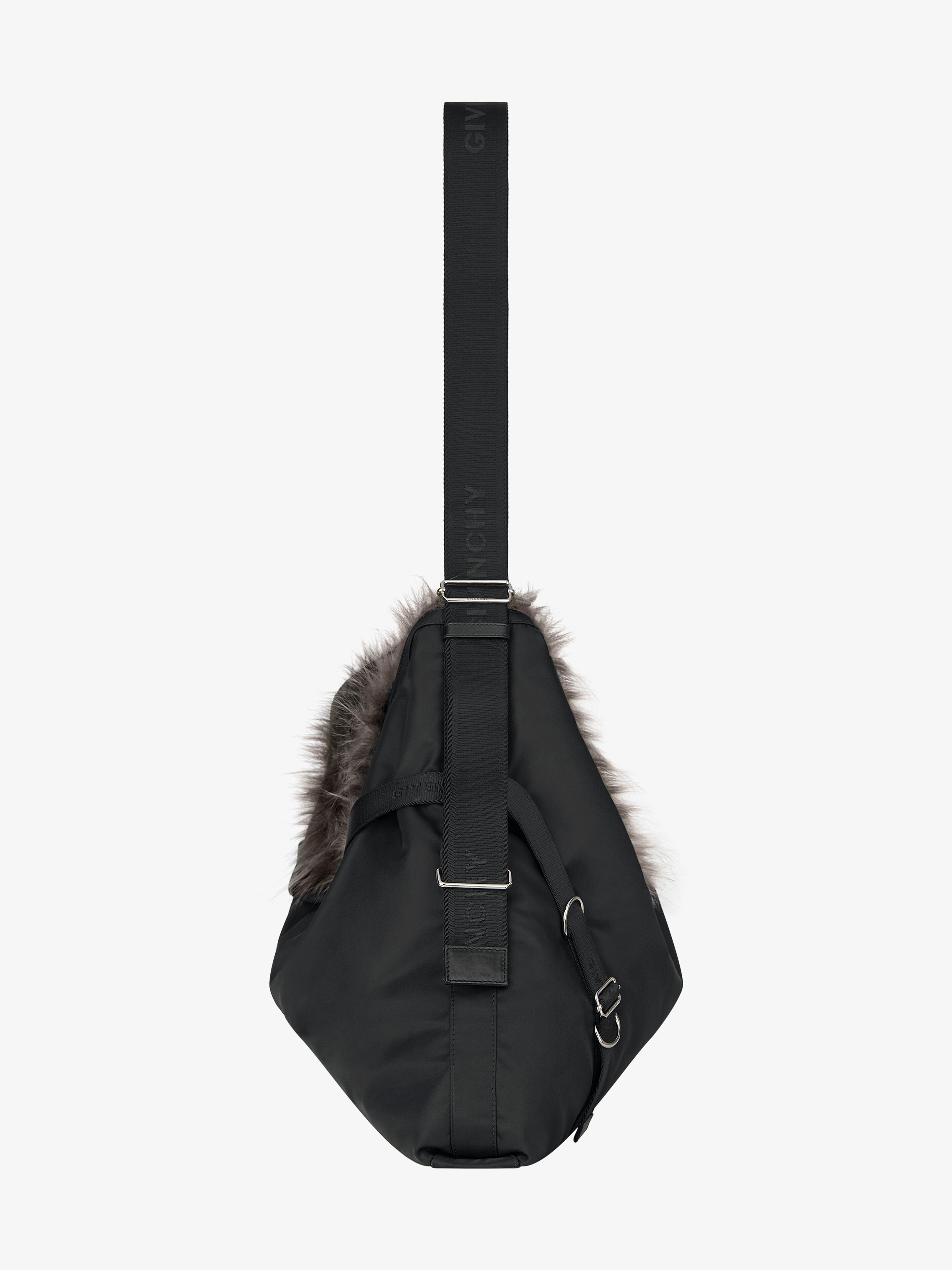 LARGE VOYOU BAG IN NYLON AND FAUX FUR - 3