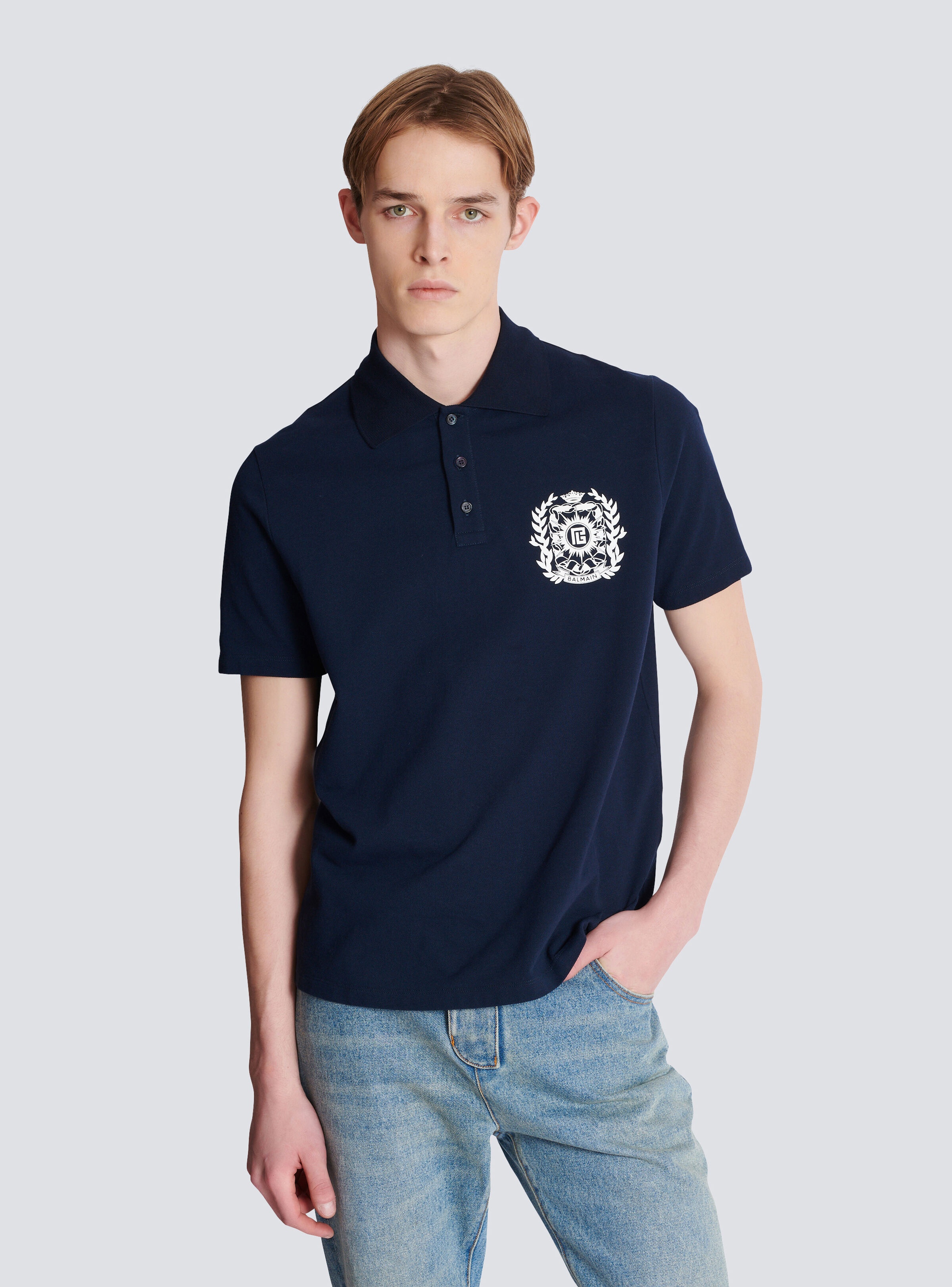 Cotton polo shirt with Écusson print - 6