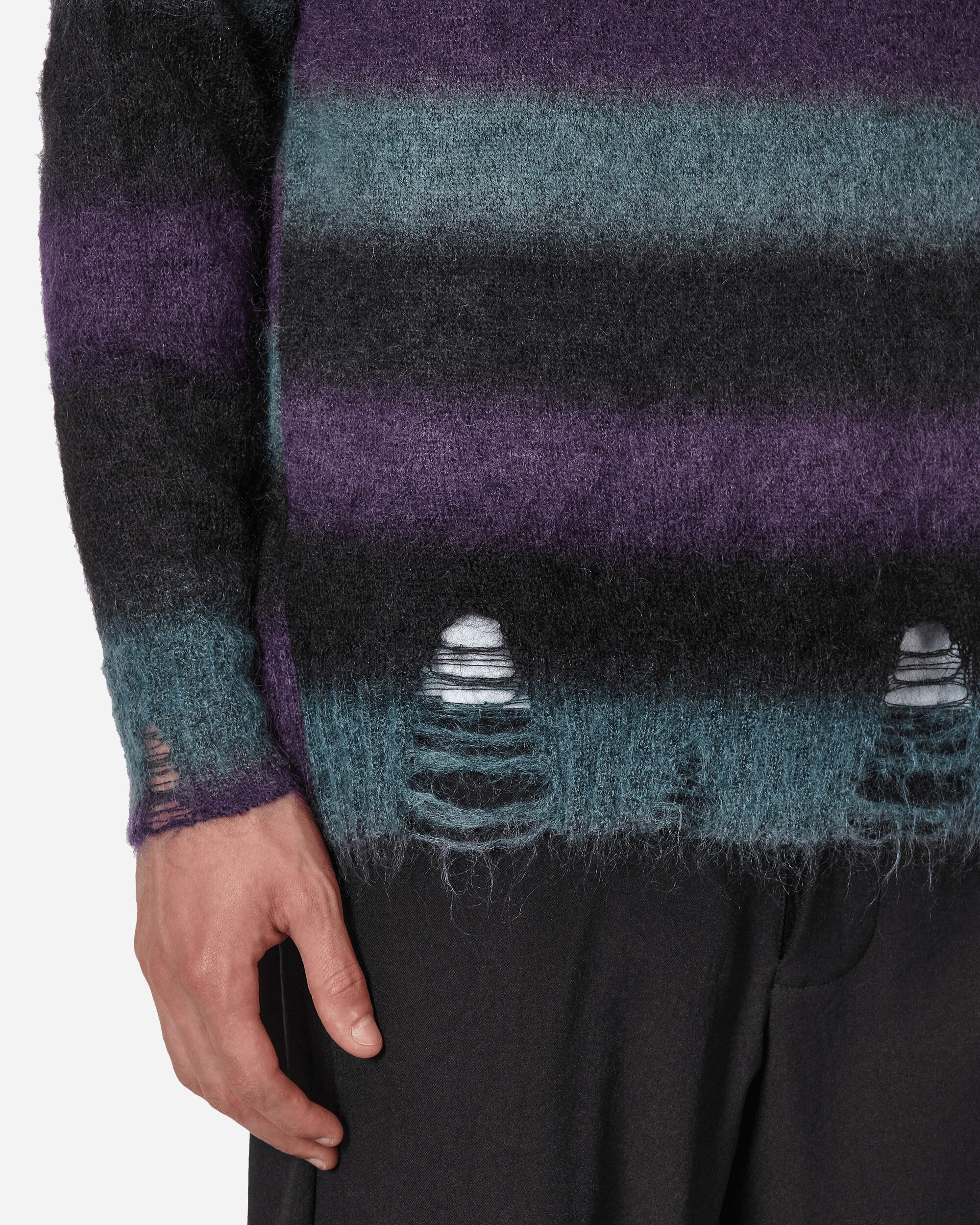 Striped Mohair Oversized Sweater Midnight - 5