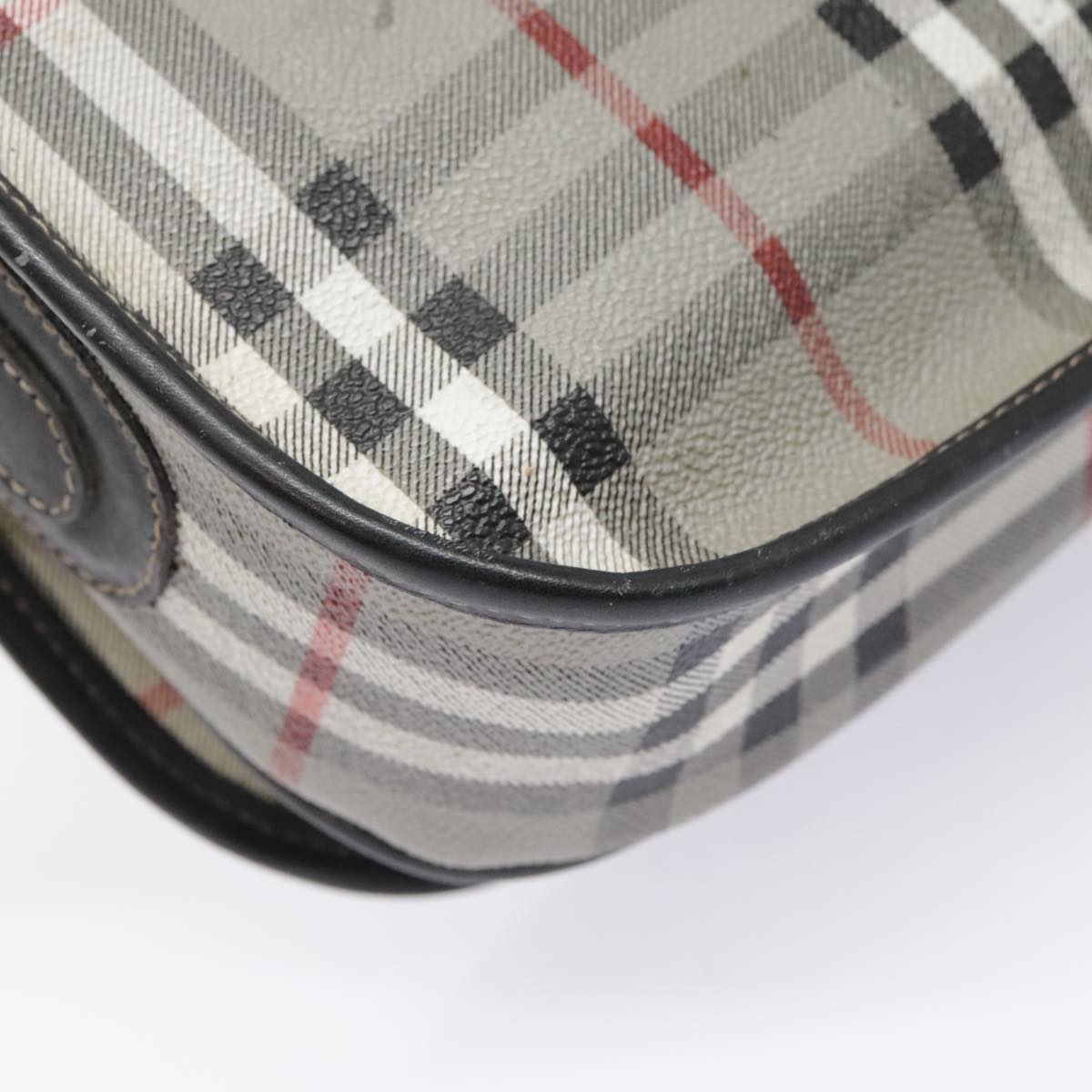 Burberry Nova Check Shoulder Bag Pvc Leather Gray Gold - 16