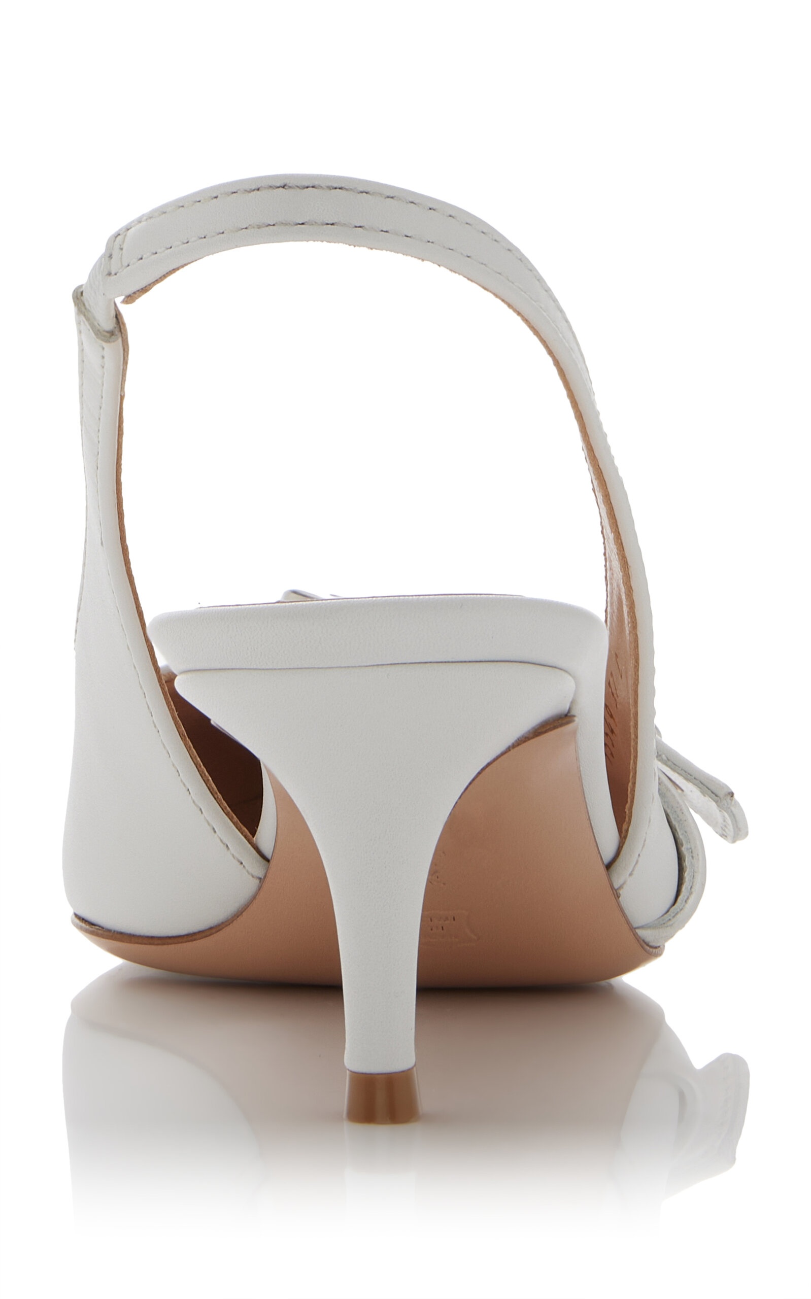 Vitello Buckle-Detailed Leather Slingback Pumps white - 5