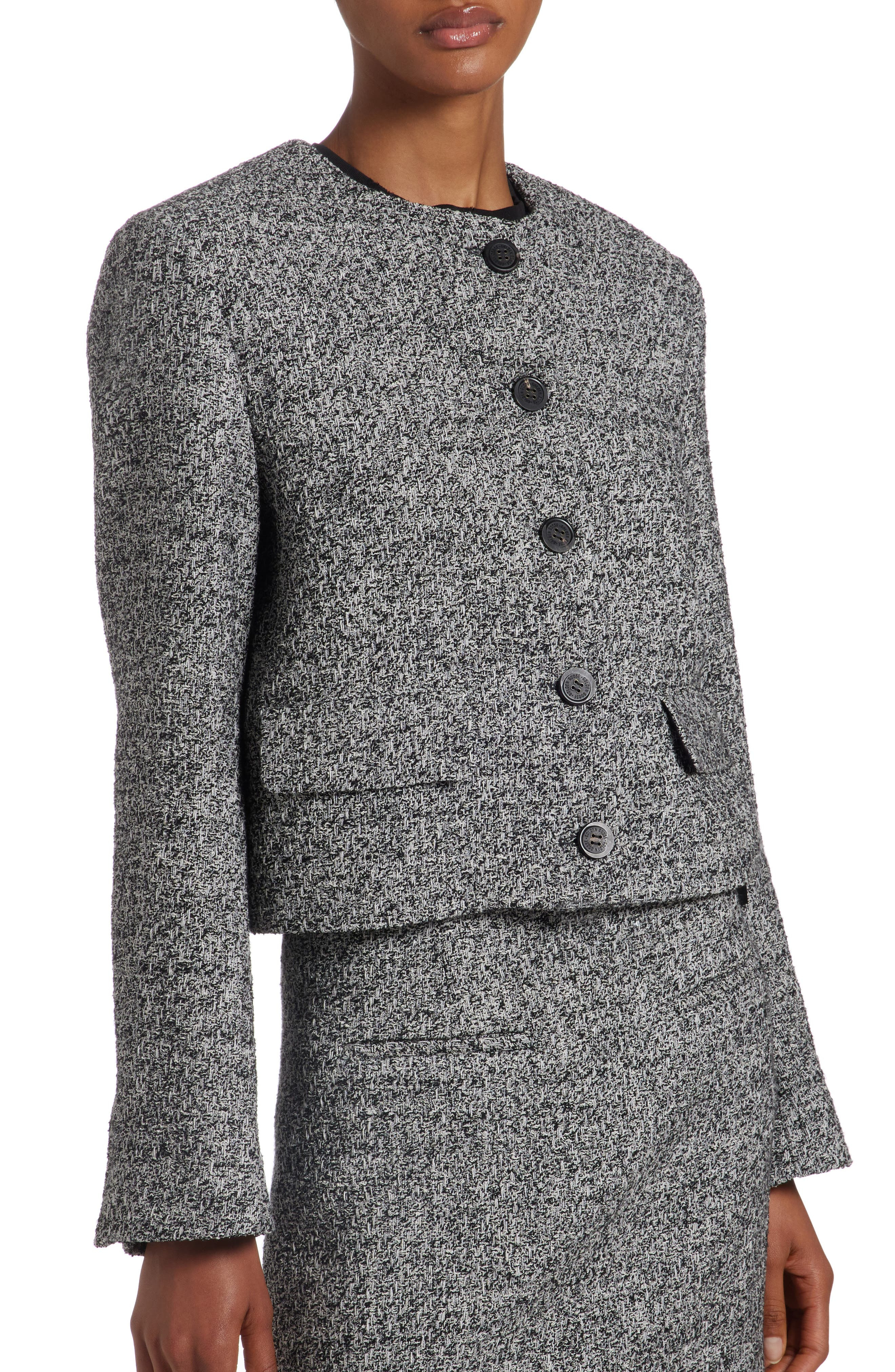 Golden Goose Crop Bouclé Jacket in Black/Vintage White at Nordstrom - 5