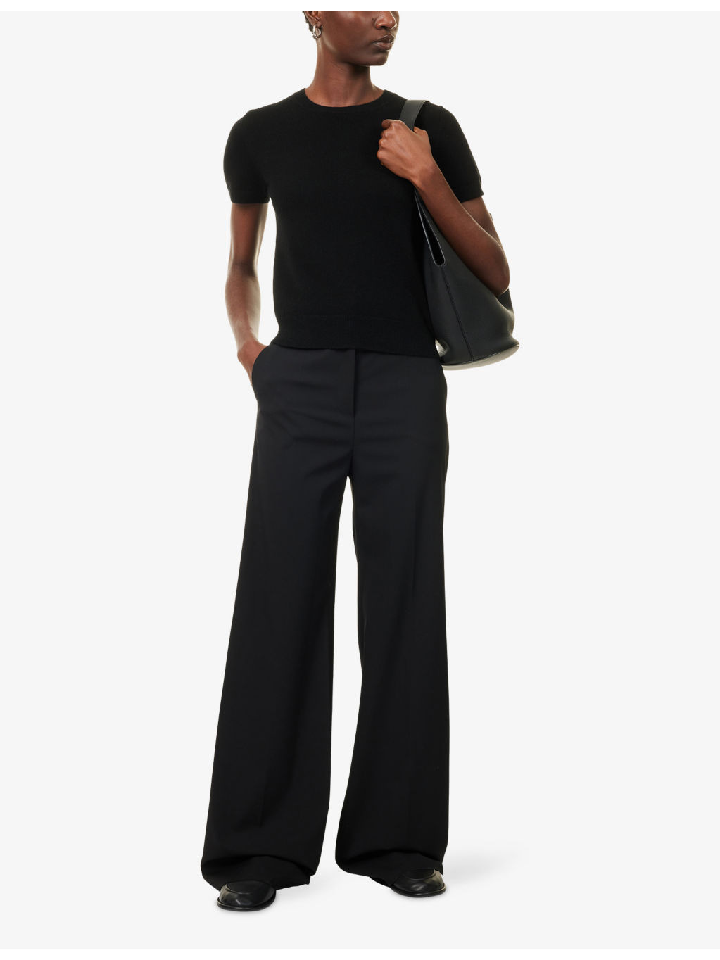 Short-Sleeves Round-Neck Stretch-Wool Blend T-Shirt - 2