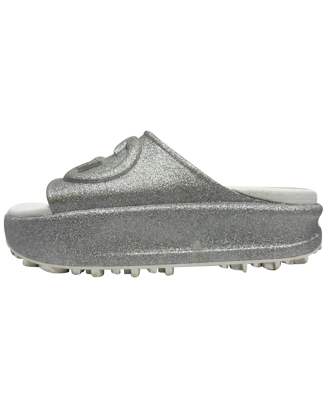 Gucci Women's Rubber GG Logo Glittered Slide Sandal (Authentic Pre-Loved) - 2