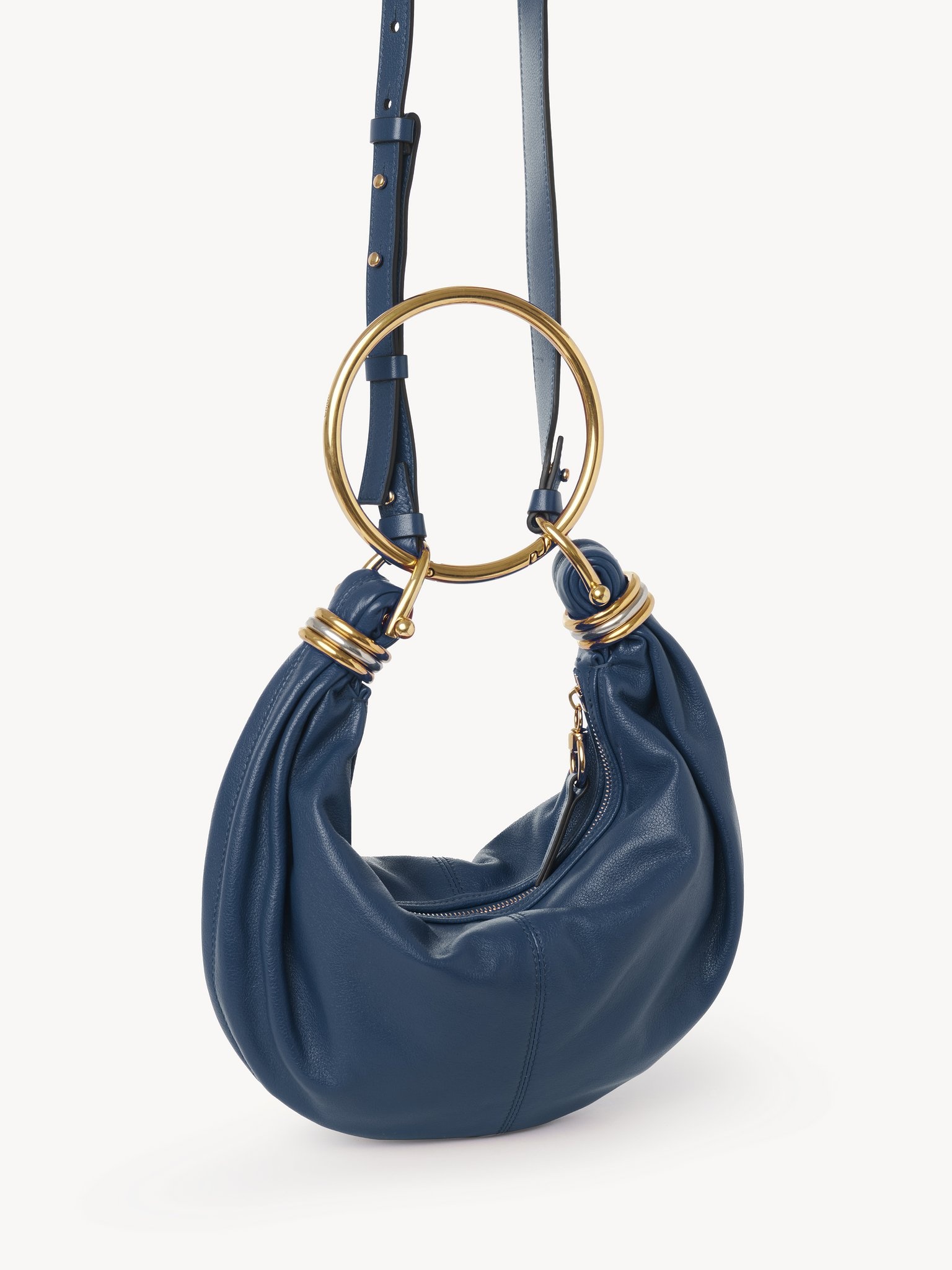SMALL BRACELET HOBO BAG IN GRAINED LEATHER - 3