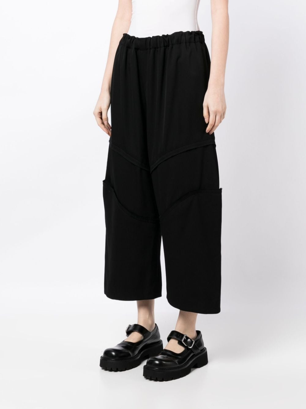 elastic-waist cropped wool trousers - 3