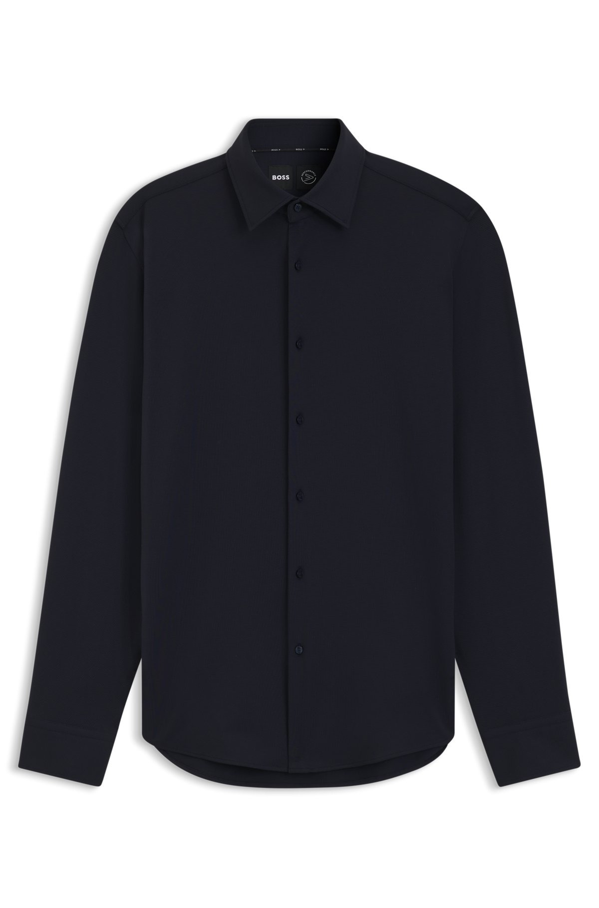 SLIM-FIT SHIRT IN STRUCTURED PERFORMANCE-STRETCH JERSEY - 1