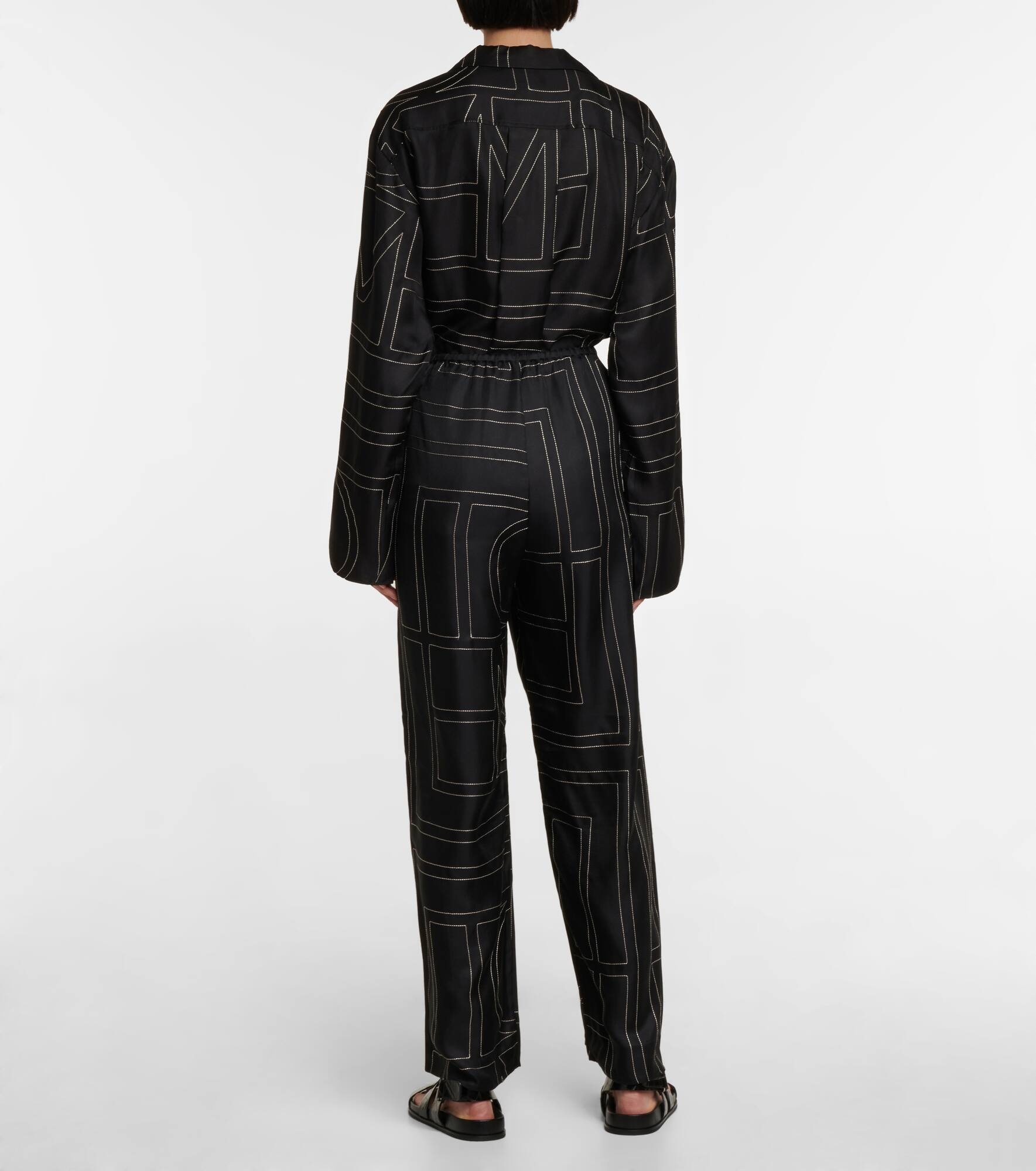 Logo wide-leg silk pants - 3