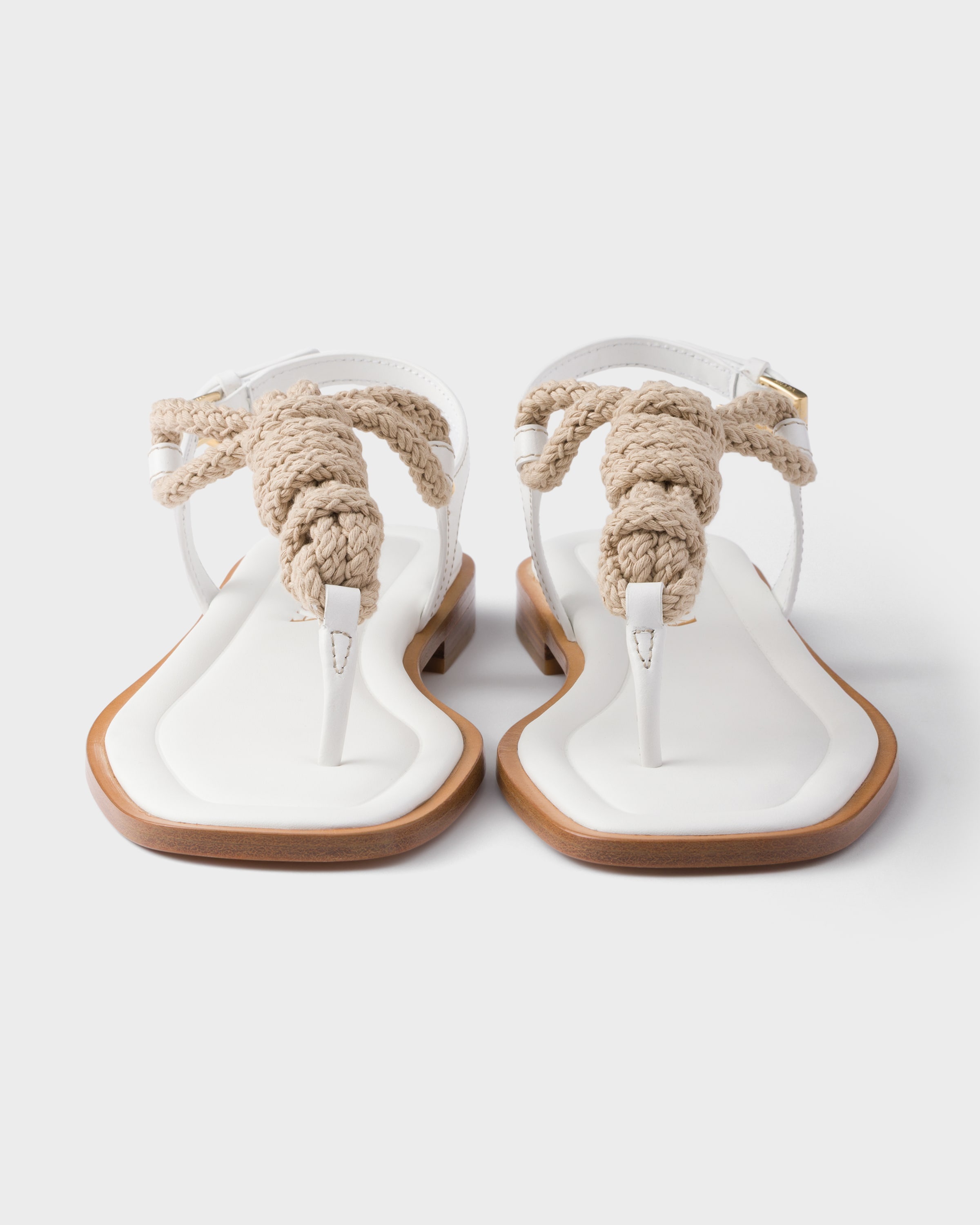 Leather and cord thong sandals - 5