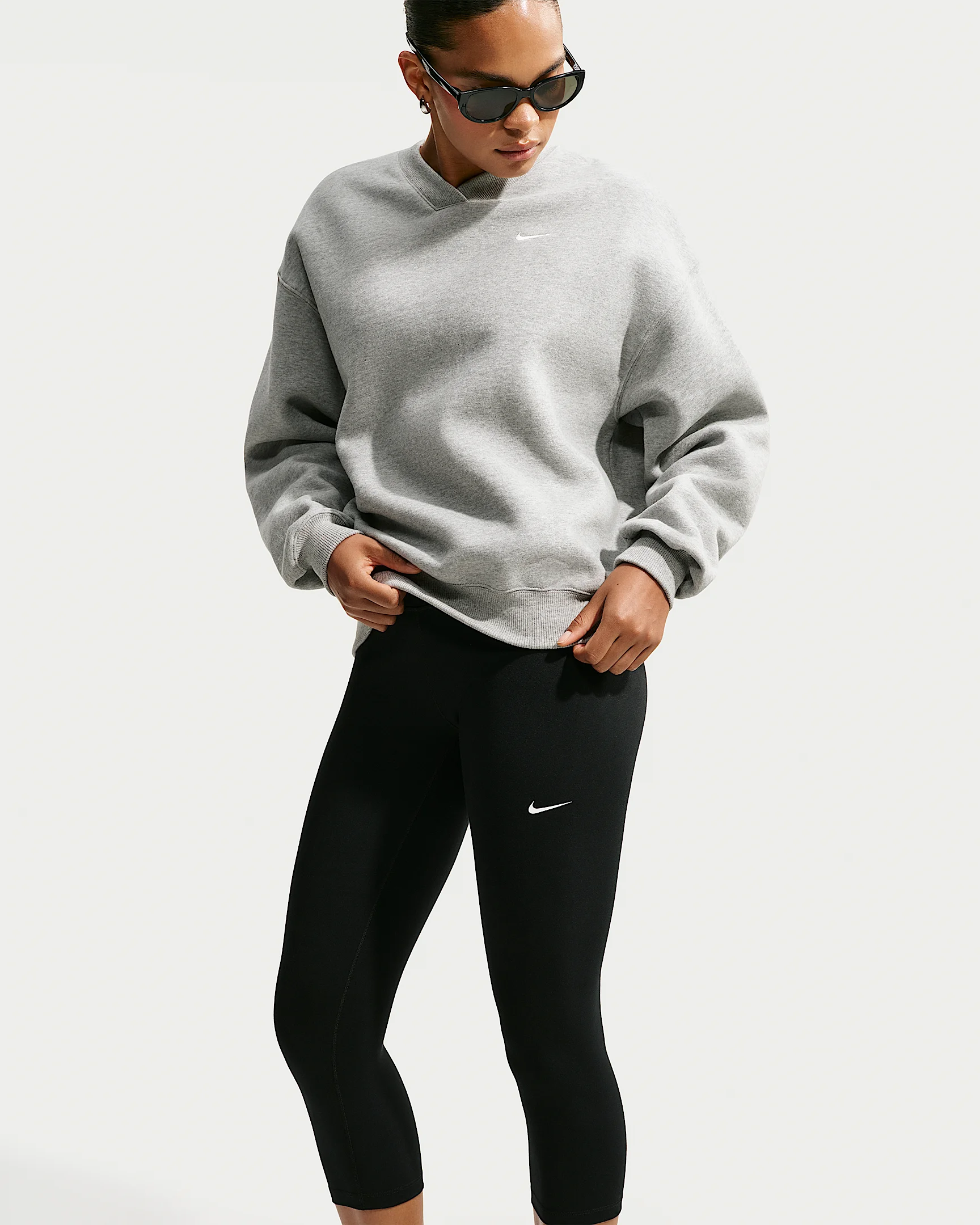 Nike Studio Fleece Medium Weight Women's Oversized V-Neck Top - 1