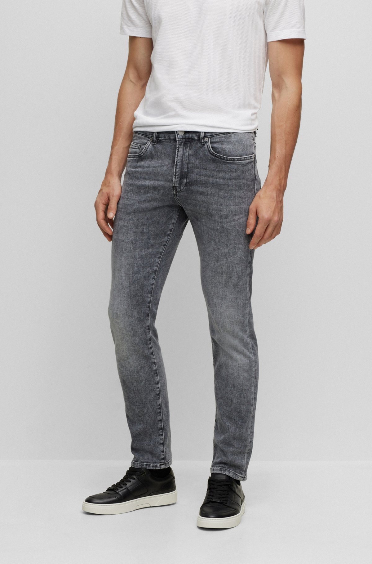 SLIM-FIT JEANS IN STONEWASHED GRAY ITALIAN STRETCH DENIM - 2
