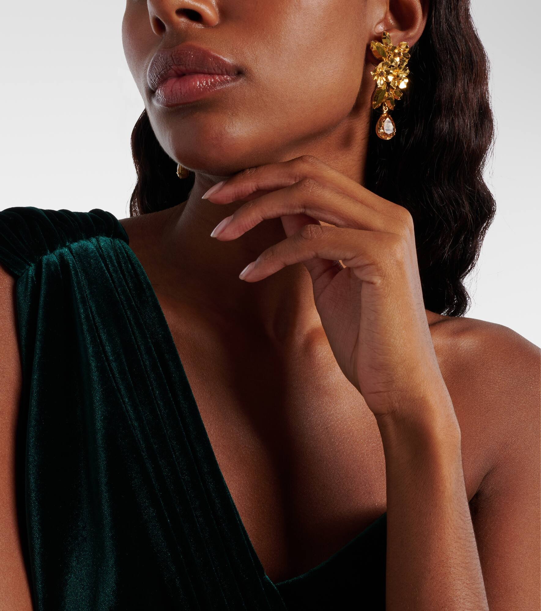 Fiore crystal-embellished gold-plated earrings - 3