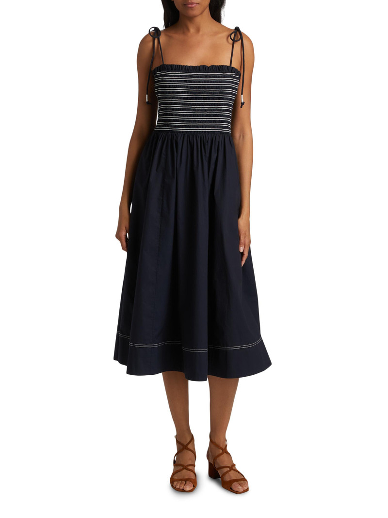 Women's Kaela Cotton Striped Midi-Dress - Navy 3