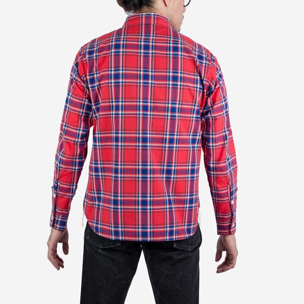 IHSH-356-RED 5oz Selvedge Madras Check Work Shirt - Red - 4