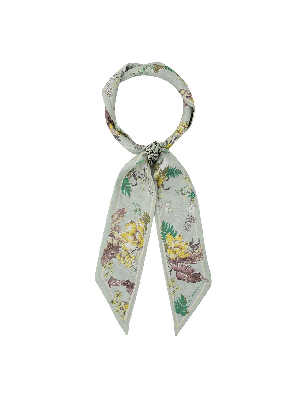 PRINTED SILK RIBBON SCARF - 1