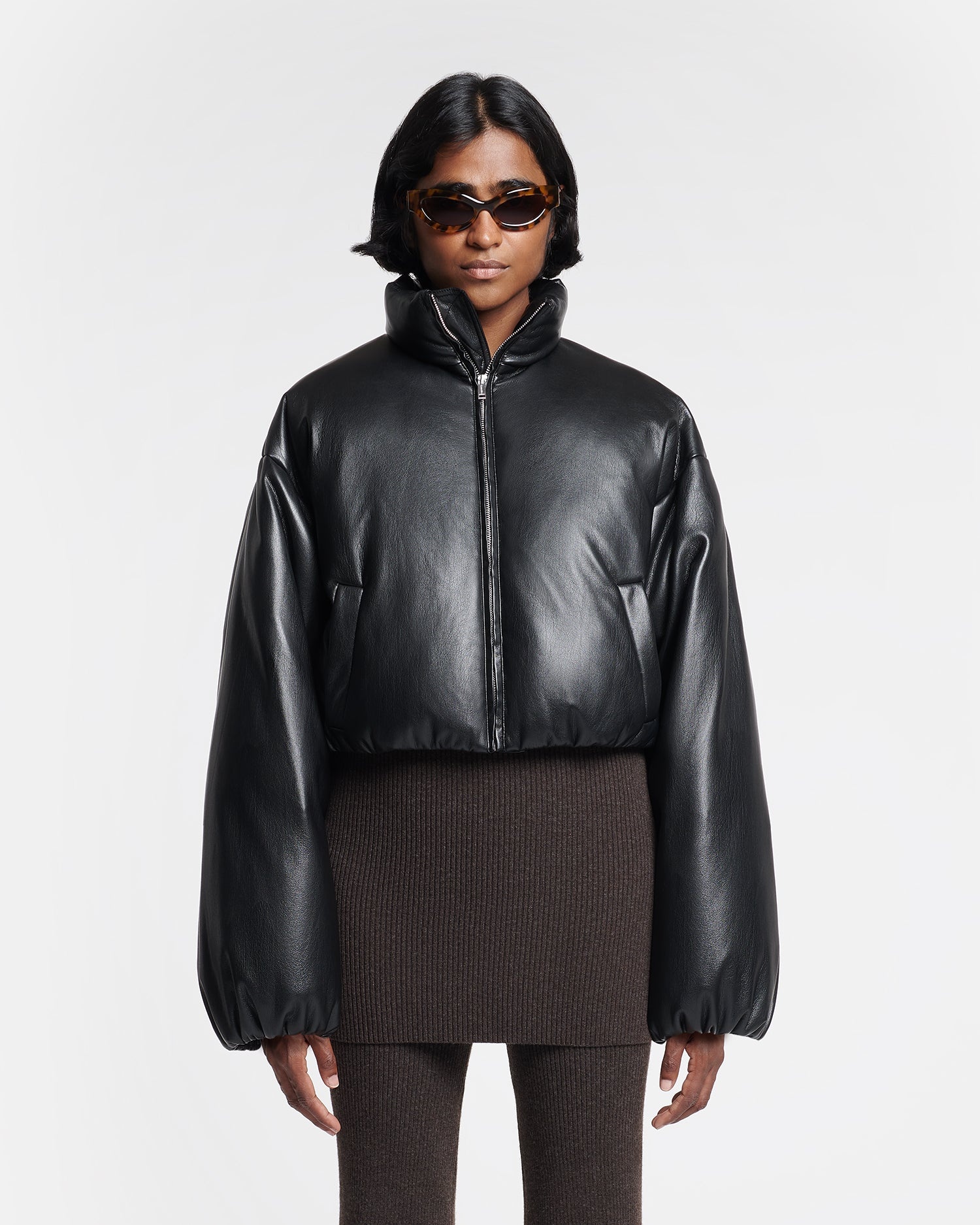 Cropped Okobor™ Alt-Leather Puffer Jacket - 2