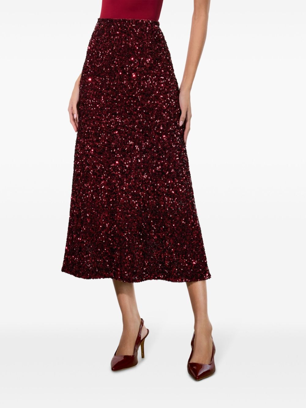 sequin-embellished flared skirt - 4