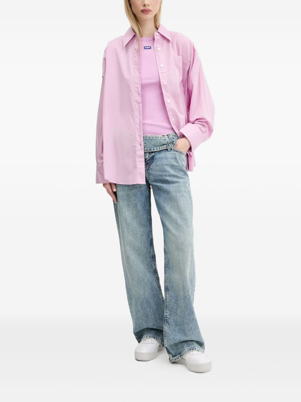 embroidered-logo cotton shirt - 2