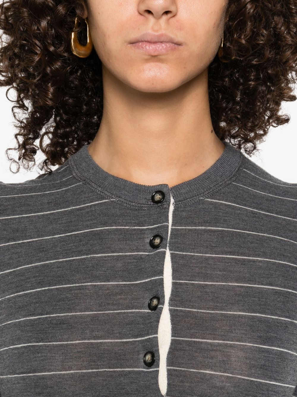 striped button-front top - 5